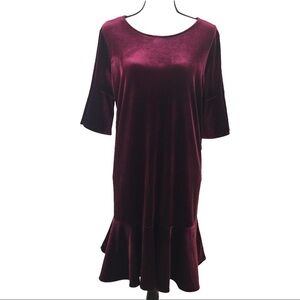 New  Halogen  Dress . Burgundy Velvet. Sz 1 P